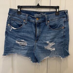 Universal Thread Blue Distressed High-Rise Jean Shorts